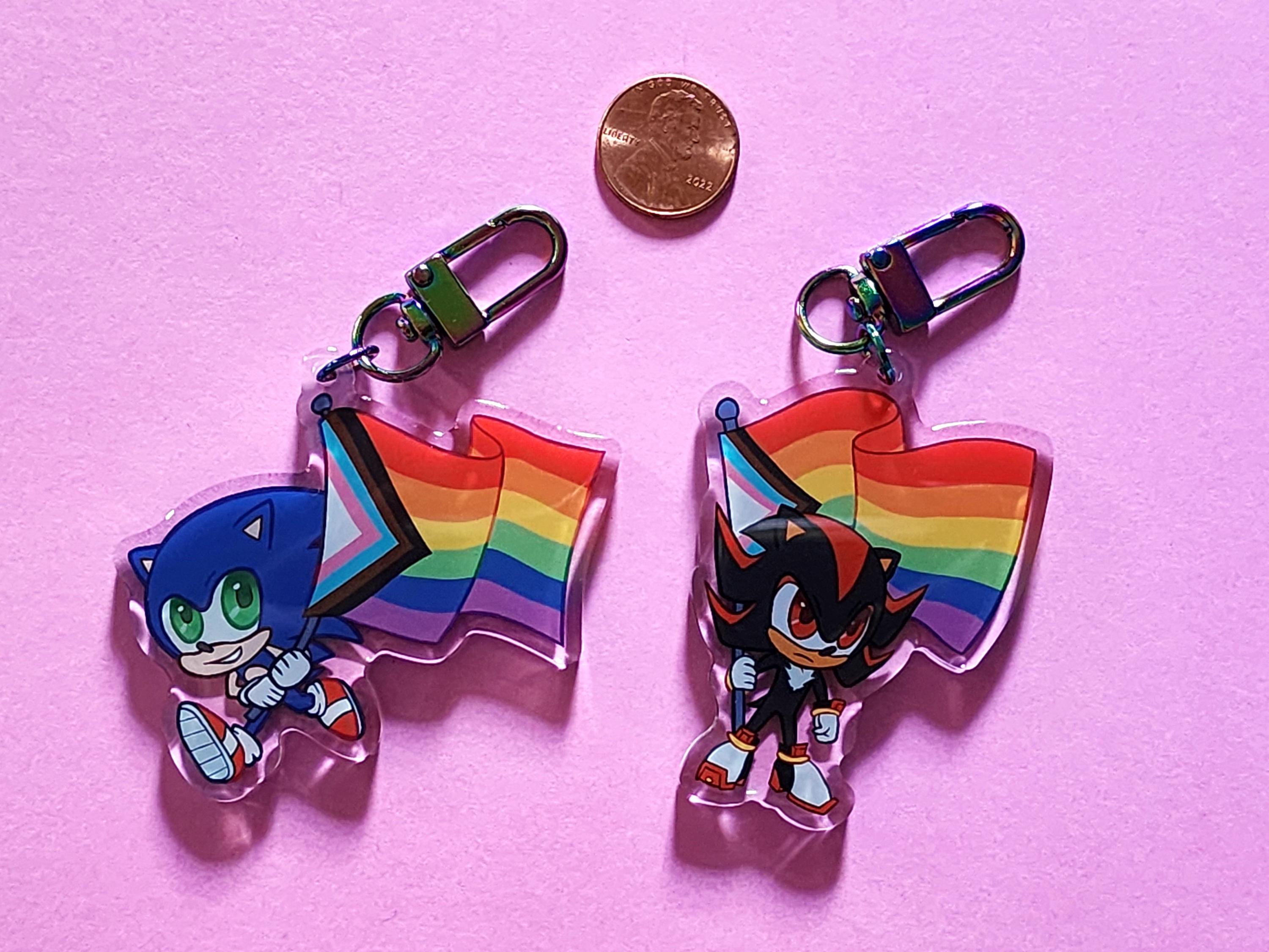 Sonic + Shadow Pride Flag Acrylic Charms - Sonic the Hedgehog Keychains ...