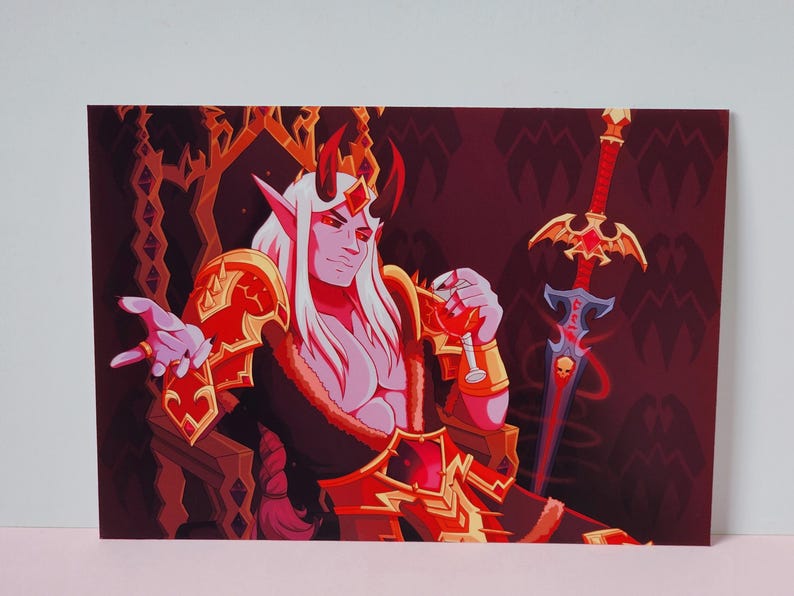 Sire Denathrius Art Print - World of Warcraft Shadowlands Print - WoW Photo Paper Mini Print - Gaming Wall Decor - Venthyr Fanart Poster