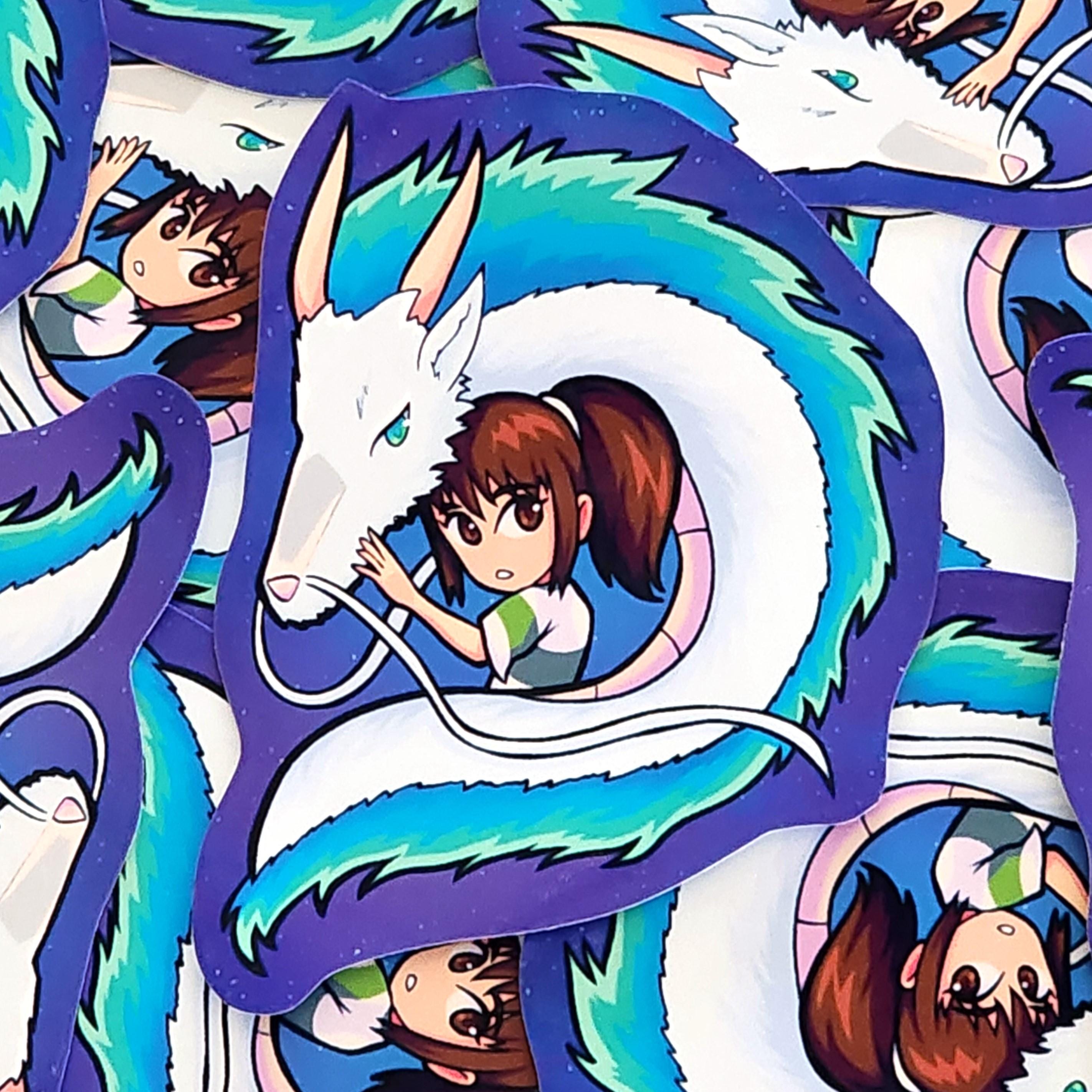 Dragon Haku and Chihiro Vinyl Sticker - Spirited Away Matte Sticker ...