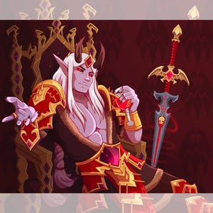 Sire Denathrius Art Print - World of Warcraft Shadowlands Print - WoW Photo Paper Mini Print - Gaming Wall Decor - Venthyr Fanart Poster