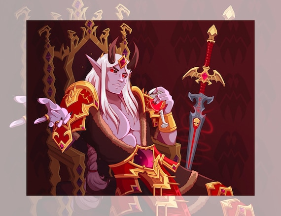 Sire Denathrius Art Print - World of Warcraft Shadowlands Print - WoW Photo Paper Mini Print - Gaming Wall Decor - Venthyr Fanart Poster