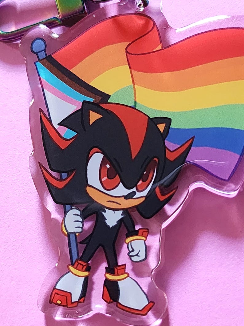 Sonic + Shadow Pride Flag Acrylic Charms - Sonic the Hedgehog Keychains ...