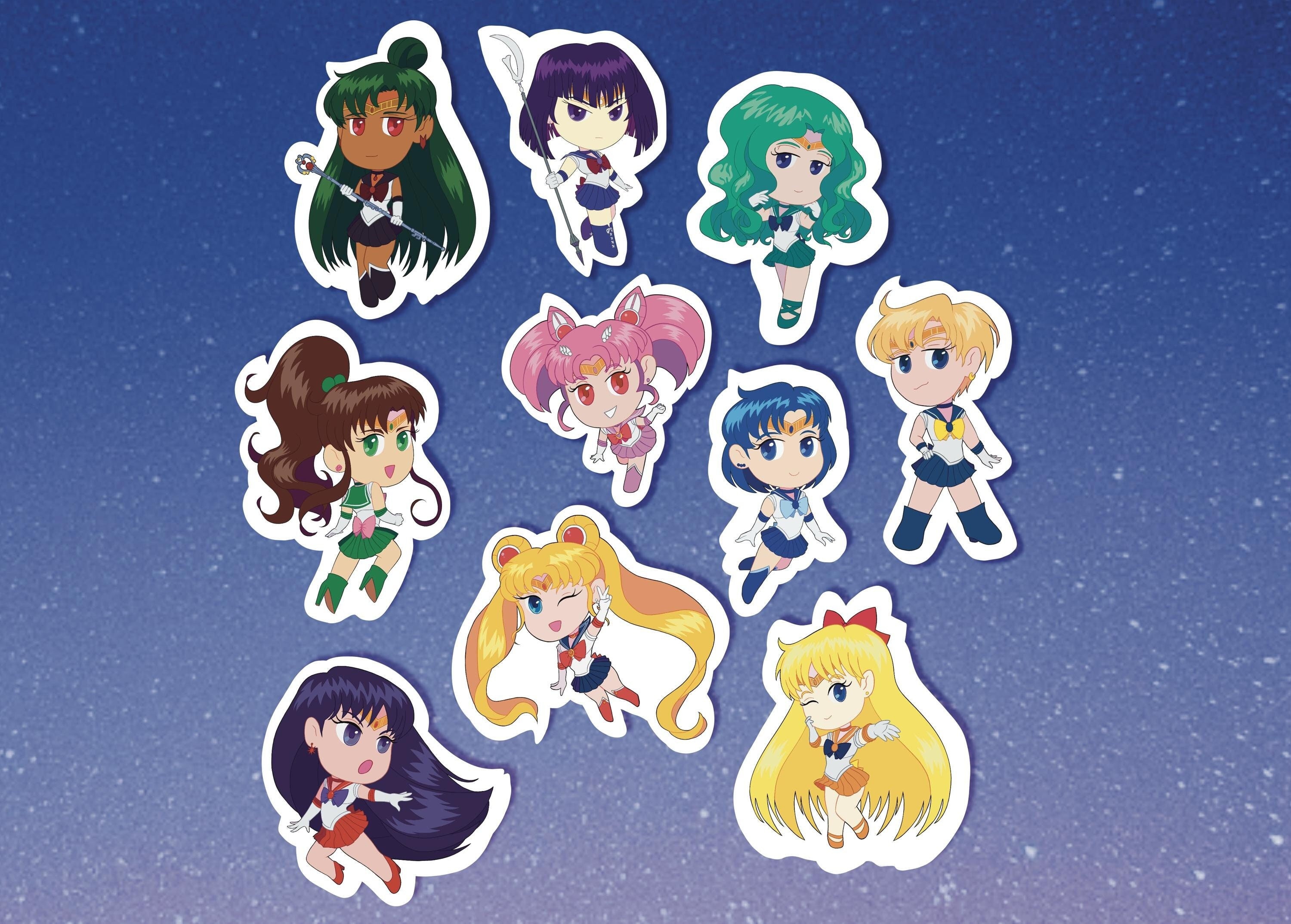 Chibi Sailor Moon Vinyl Stickers - Cute Sailor Guardians Matte