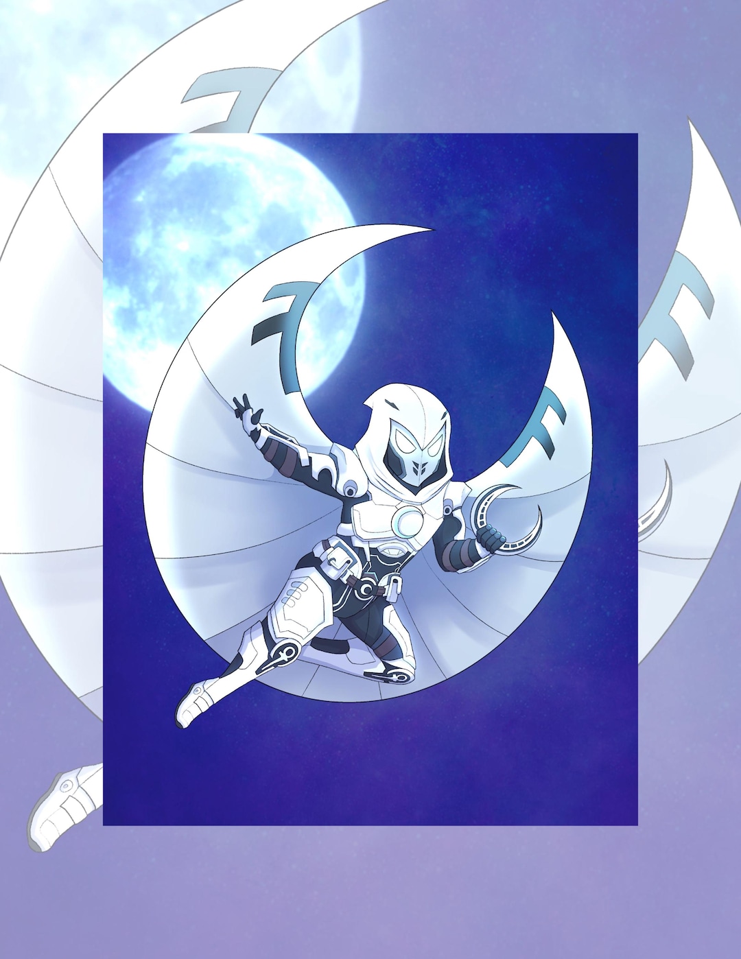 Moon Knight Fan Costumes Rivals Moon Knight Rivals Art Print - Moon Knight Print for Fan Cave - Rivals ...