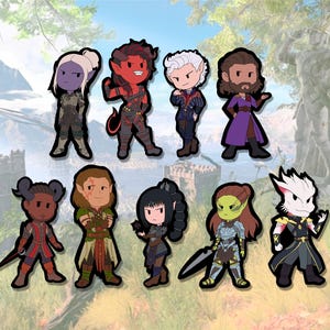 Cute Baldur&#39;s Gate 3 Vinyl Stickers - Chibi BG3 Matte Sticker Set - Baldur&#39;s Gate Decal for Bullet Journal - Gaming Laptop Decal