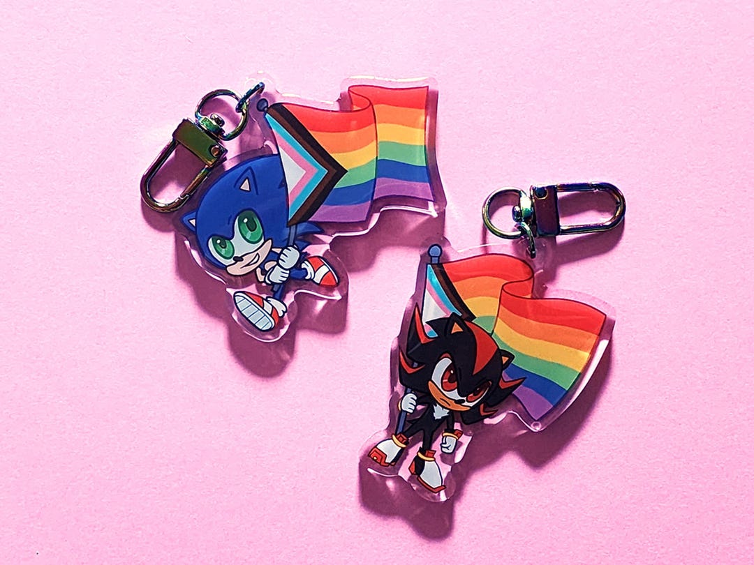 Sonic + Shadow Pride Flag Acrylic Charms - Sonic the Hedgehog Keychains ...