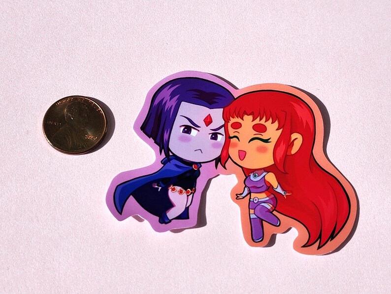 Chibi Raven/starfire Vinyl Sticker - 2000s Cartoon Sticker - Kawaii ...