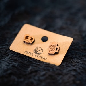 Beer and Pretzel Stud Earrings