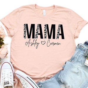 Custom Cow Print Mama Shirt with Kids Names Shirt,  Custom Mom Shirt,  Mama Cow Print Shirt, Funny Mom Shirt, Gift for Wife, Mother's Day