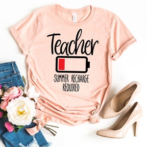 Teacher Summer Recharge Required //  Kindergarten Teacher Tee // Teacher Shirt // Field Trip Shirts for Teachers // Teacher Summer Shirt