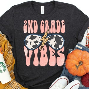 2nd Grade Vibes Cow Print Shirt //  Second Grade Teacher // Teacher Shirt // Back to School Shirt // Second Grade Shirt // Second Grade