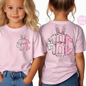 Girls Easter Bunny Monogram Shirt - Personalized Kids Easter Tee