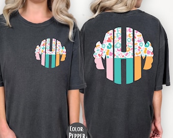 Comfort Colors Pastel Leopard Monogram Shirt: Custom Initial Tee
