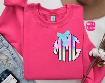 Pastel Rainbow Monogram Sweatshirt: Custom Initial Shirt
