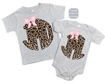 Leopard Monogram Baby Bodysuit, Monogrammed Baby Gift, Custom Clothing