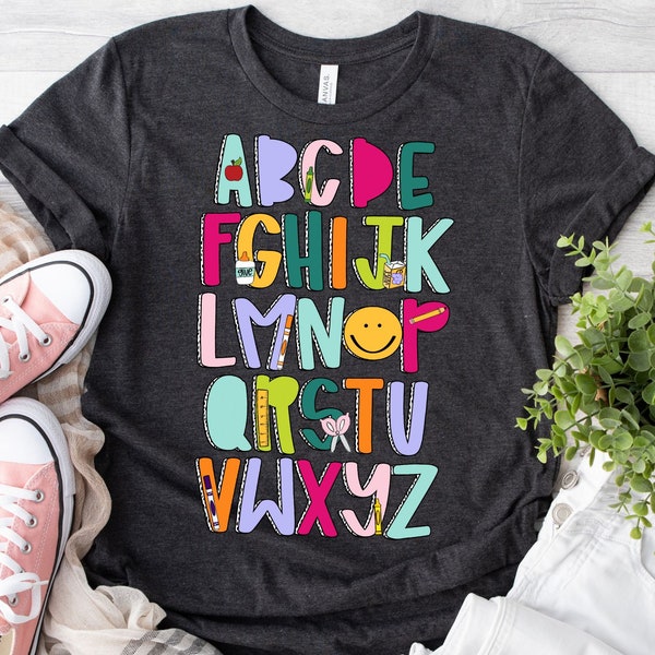 Colorful Alphabet Shirt // Teaching Shirts // Teacher Shirt // Field Trip Shirts for Teachers // Alphabet Shirt // Teach