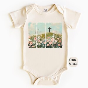 Jesus Cross Floral Baby Bodysuit: Christian Easter Outfit