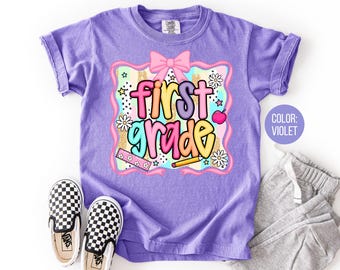 Comfort Colors First Grade Shirt: Preppy Back to School Tee