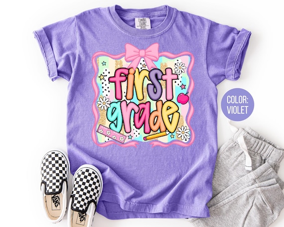Comfort Colors First Grade Shirt: Preppy Back to School Tee
