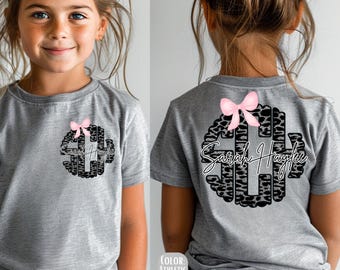 Girls Leopard Monogram Shirt: Custom Kids Name Tee
