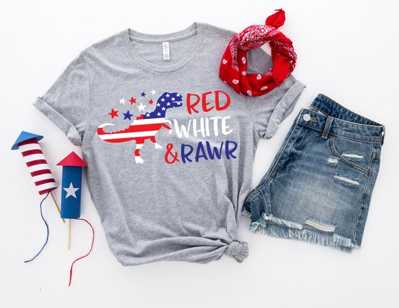 Dinasaur Rawr T Shirt, Red White American Flag Shirt Dinasaur Rawr T Shirt, Red White American Flag Shirt