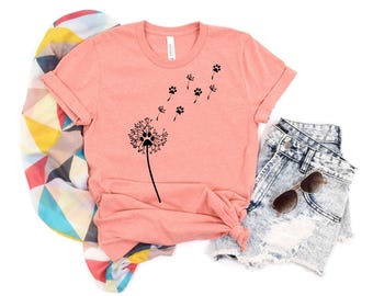 Dandelion Dog Paw T-Shirt, Dog Lover Gift