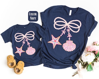Mama Mini Pearl Bow Beach Shirt: Matching Mother Daughter Tee