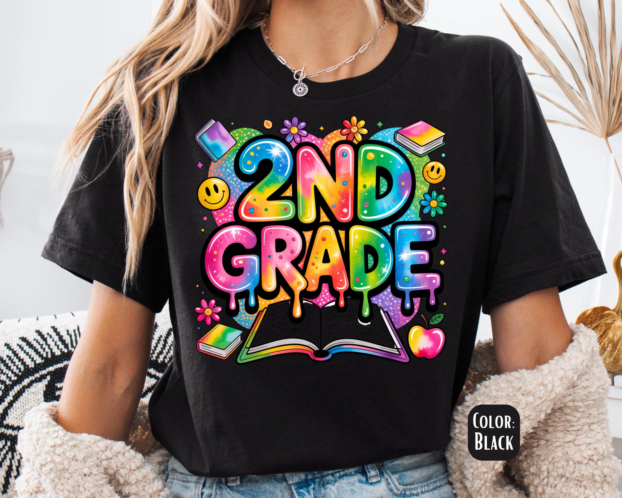 Retro Second Grade Teacher Shirt: Colorful Back to School Apparel