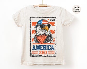 Camiseta LAT Apparel para niños, 250 aniversario del águila americana, camisetas del 4 de julio