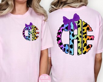 Comfort Colors Rainbow Leopard Monogram Shirt - Personalized Tee