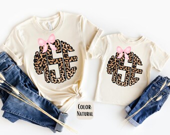 Leopard Monogram Mama and Mini Shirt, Mother's Day Gift