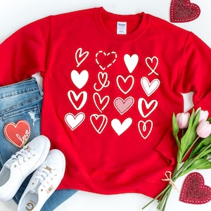 Multi Heart Sweatshirt, Valentines Day Sweatshirt, Heart Valentines Day Sweatshirt, Valentine&#39;s Day