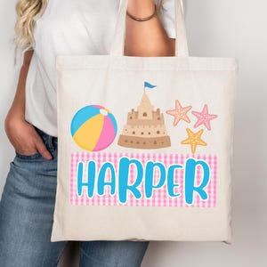 Custom Name Beach Tote Bag: Personalized Cotton Gift