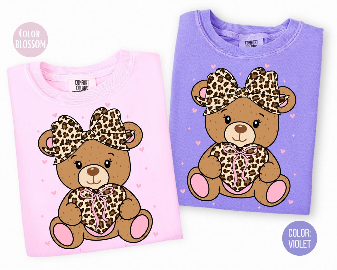 Comfort Colors Leopard Teddy Bear Shirt, Girls Valentines Day Shirt - Etsy