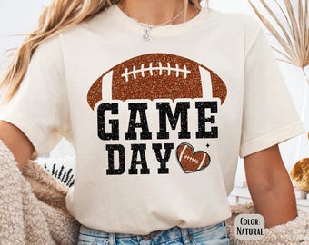 Faux Glitter Football Mom Shirt: Game Day Tee