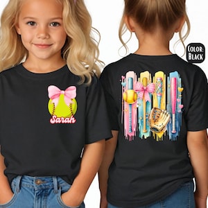 Custom Softball Shirt: Girls Youth Tee, Personalized Front & Back