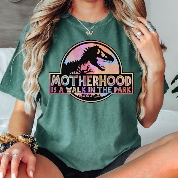 Comfort Colors Dinosaur Mom Shirt: Motherhood Walk in the Park Tee