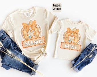Matching Mama and Mini Pumpkin Shirts: Fall Mommy & Me Outfit