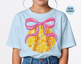 Comfort Colors Floral Softball Shirt: Coquette Softball Tee
