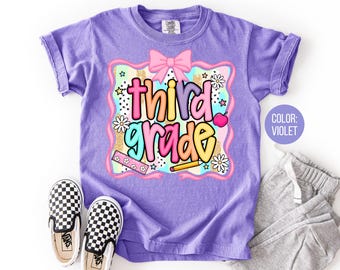Comfort Colors 3rd Grade Shirt: Preppy Coquette Back to School Tee