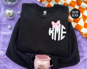 Girls Pastel Leopard Monogram Sweatshirt, Personalized Monogrammed Gift