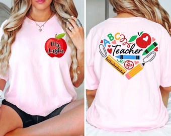 Custom Heart Teacher Shirt: Personalized Apple Tee