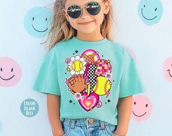 Retro Softball Shirt: Comfort Colors Youth Tee