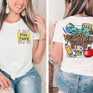 Custom Cow Teacher Shirt, Personalized Teacher Tee