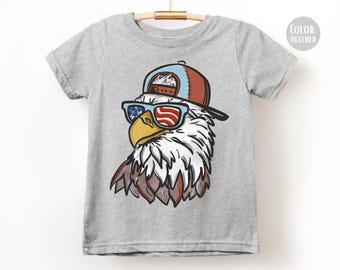 LAT Apparel Boys Patriotic Eagle Shirt, 4th of July Shirts