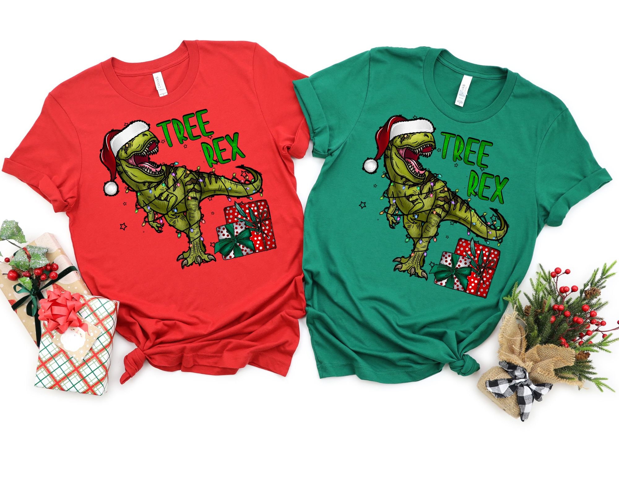 Discover Tree Rex Shirt, Christmas Morning T-Shirt, Christmas Shirt, Winter Time Shirt, Christmas Gift, Dinosaur Christmas Shirt