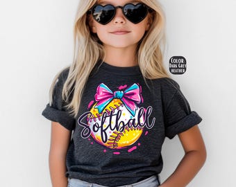 Girls Coquette Softball Shirt: Youth Bella Canvas Tee