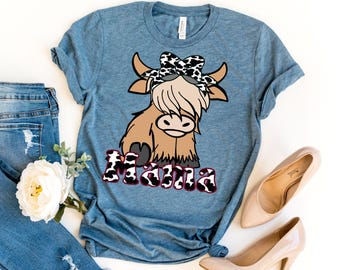 Highland Cow Mama Graphic Tee, Mothers Day Gift