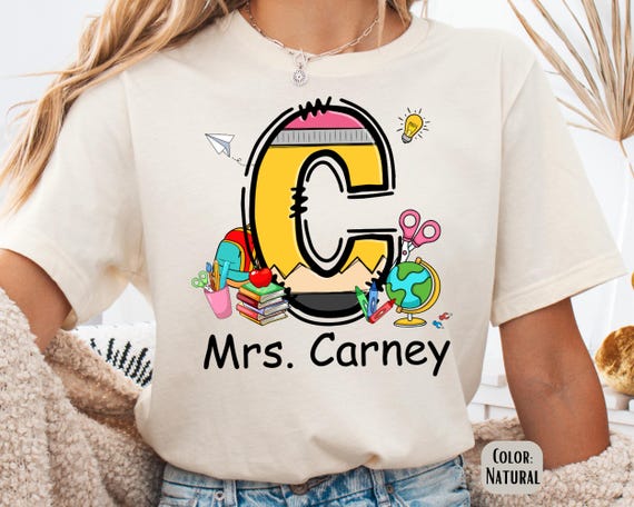 Custom Teacher Name Shirt: Alphabet Pencil Tee