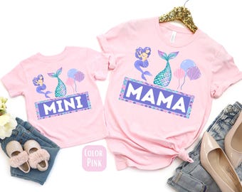 Mama and Mini Mermaid Shirts, Mother Daughter Matching Outfit